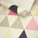 Ver imagem 4 de Papel de Parede Triângulos Rosa e Cinza Vinilico Lavável+ Cola para Aplicação