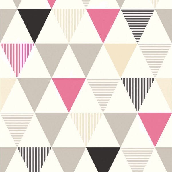 Papel de Parede Triângulos Rosa e Cinza Vinilico Lavável+ Cola para Aplicação - 2