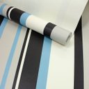 Ver imagem 4 de Papel de Parede Listrado Azul e Cinza Vinilico Lavável+ Cola para Aplicação