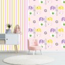 Ver imagem 1 de Papel de Parede Infantil Estampado Elefantinho Rosa Vinilico Lavável+ Cola para Aplicação