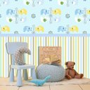 Ver imagem 1 de Papel de Parede Infantil Estampado Elefantinho Azul Vinilico Lavável+ Cola para Aplicação