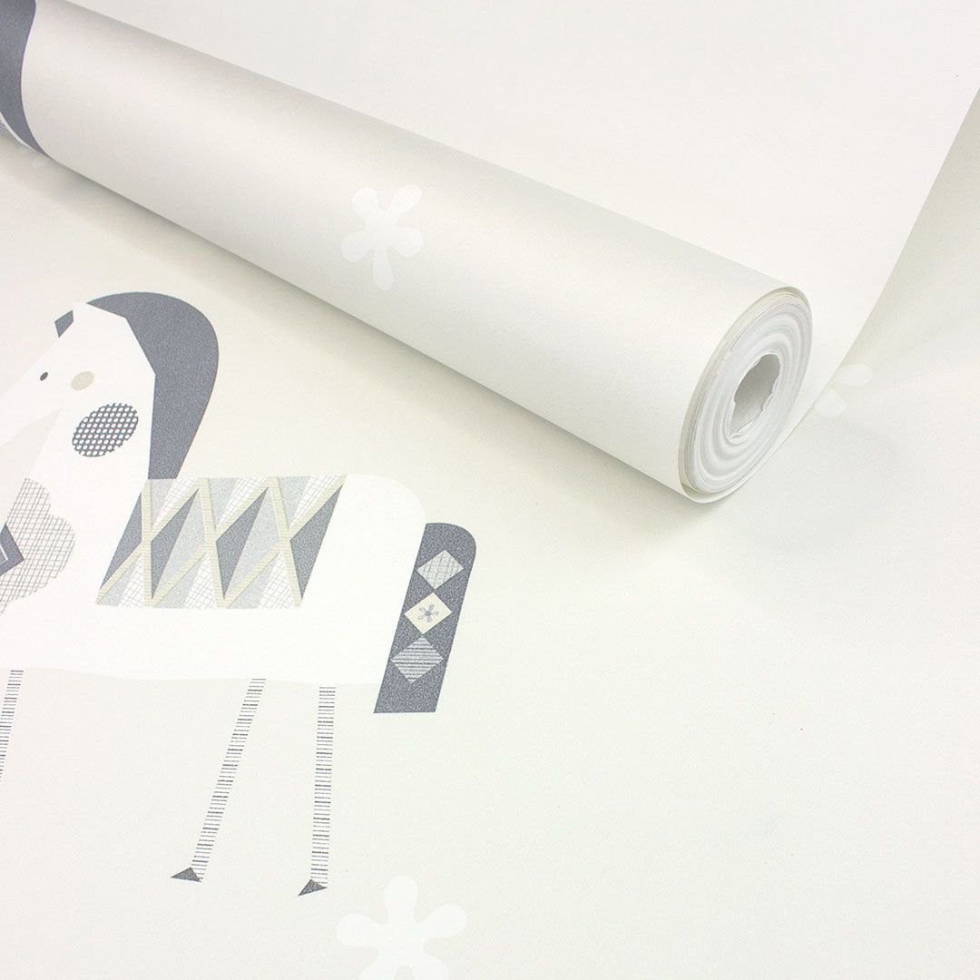 Papel de Parede Infantil Cavalinho Cinza Vinilico Lavável+ Cola - 4