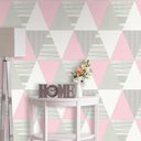 Ver imagem 1 de Papel de Parede Estampado Geométrico Rosa Vinilico Lavável+ Cola para Aplicação