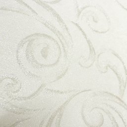 Papel de Parede Arabesco Off-white Leve Glitter Vinilico Lavável+ Cola para Aplicação - 4
