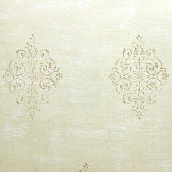 Papel de Parede Colonial Bege com Leve Brilho - Imperio Coleção Trinity - 190440 - 1