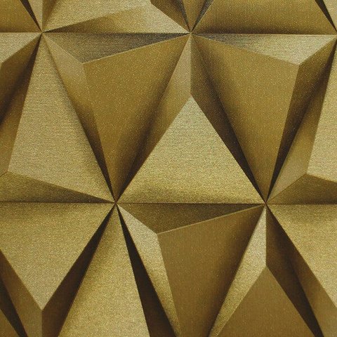 Papel de Parede 3d Geométrico Dourado+ Cola para Aplicação