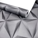 Ver imagem 2 de Papel de Parede Efeito 3d Geométrico Cinza+ Cola para Aplicação