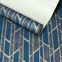 Ver imagem 1 de Papel de Parede Geométrico Azul e Nude Vinilico Lavável+ Cola para Aplicação