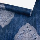 Ver imagem 1 de Papel de Parede Mandalas Efeito Manchado Azul e Prata Vinilico Lavável+ Cola para Aplicação