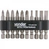Jogo de bits/ponteiras com 10 peças encaixe sextavado 1/4" Vonder - 1