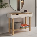 Ver imagem 1 de Aparador Buffet Orgânico Curvo 100% BP 2 Gavetas 100cm com Pés Cilíndricos em Madeira Maciça Aura Branco/Offwhite/Hanover