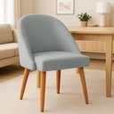 Ver imagem 2 de Kit 04 Cadeiras Poltrona de Jantar Luna Suede Cinza Pés Palito Castanho - Pallazio