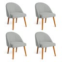 Ver imagem 1 de Kit 04 Cadeiras Poltrona de Jantar Luna Suede Cinza Pés Palito Castanho - Pallazio