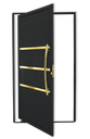 Ver imagem 1 de Porta Pivotante Lambril Evolution c/Puxador D. Super Preto Dourado 100 Brimak