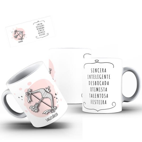Caneca - Sagitário (com interior e alça branca) - 1