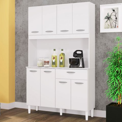Cozinha Compacta Cassia 8 Portas 1 Gaveta Branco - Poquema