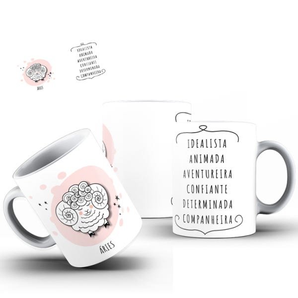 Caneca - Áries (com interior e alça branca) - 1