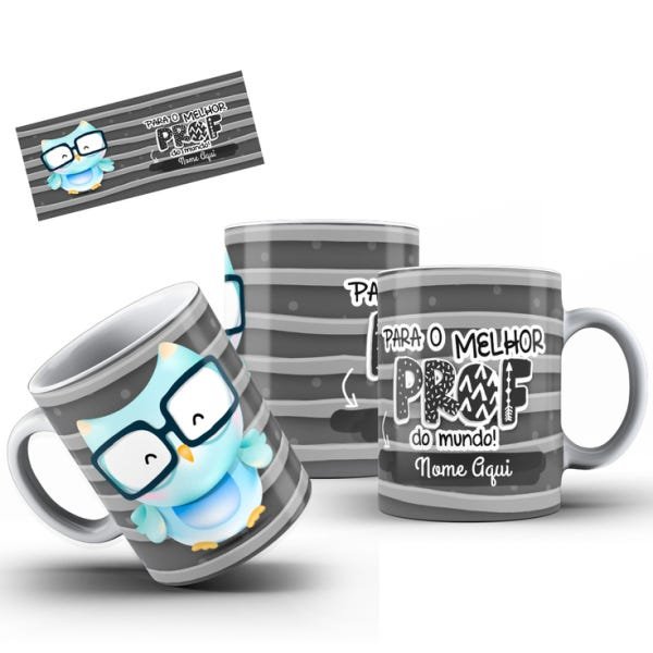 Caneca - para o Melhor Prof do Mundo! (com Interior e Alça Branca) - 1