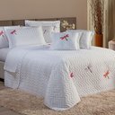 Ver imagem 3 de Kit Cobre Leito Casal Queen Size Matelado 3 Peças Bordado Libélula Branco