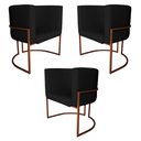 Ver imagem 1 de Kit 3 Poltronas Decorativa Luana Base Bronze Pu Preto - Montanaris Decor Md Montanaris Decor