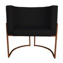 Ver imagem 3 de Kit 3 Poltronas Decorativa Luana Base Bronze Pu Preto - Montanaris Decor Md Montanaris Decor