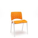Ver imagem 1 de Cadeira Fixa Ergoplax Estr. Branca Ass. Enc. Laranja Plaxmetal