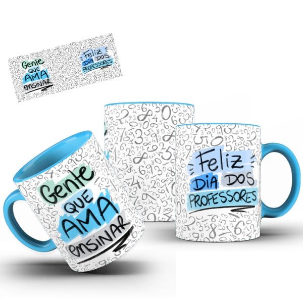 Caneca– Gente que ama ensinar (com int.e alça azul) - 1