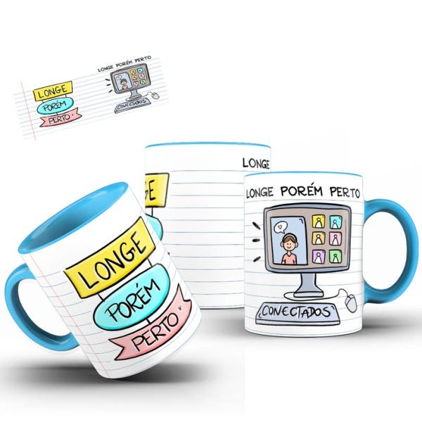 Caneca– Longe porém perto(com int.e alça azul) - 1