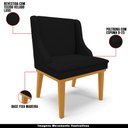 Ver imagem 4 de Cadeira Decorativa Sala de Jantar Base Fixa de Madeira Firenze Veludo Luxo Preto/Castanho G19 - Gran