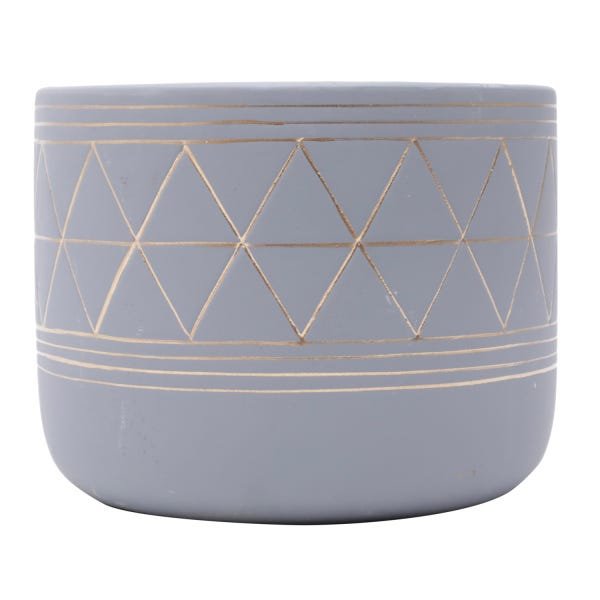 Cachepot de Concreto Golden Geometric Lines Cinza - 2