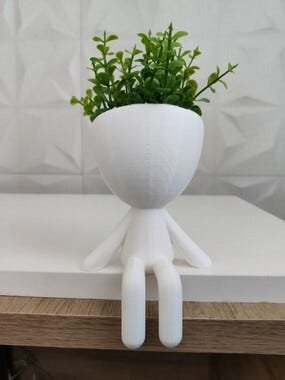 Vaso corpinho sentado perninhas para fora com plantinhas Branco - 1