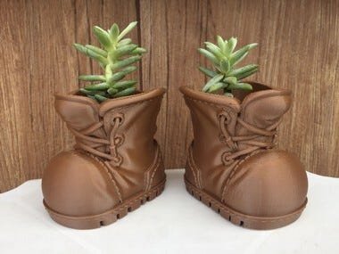 Par de bota vaso de suculentas Marron - 3
