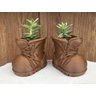 Par de bota vaso de suculentas Marron - 3