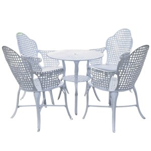 Conjunto de Mesa Redonda e Cadeiras com Braços para Area Externa