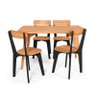Conjunto de Jantar Mesa Retangular com 4 Cadeiras em Madeira Natural - Preto e Vermelho Preto - 1