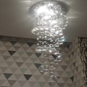 Ver imagem 1 de Lustre de Cristal Espiral,Base de Inox Espelhado 30cm de Diâmetros, Altura 1,20 M,Esferas de 40mm