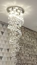 Ver imagem 2 de Lustre de Cristal Espiral,Base de Inox Espelhado 30cm de Diâmetros, Altura 1,20 M,Esferas de 40mm