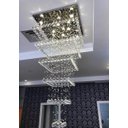 Ver imagem 2 de LUSTRE DE CRISTAL COM 1,5 M DE ALTURA,BASE INOX 70X70CM ,PARA PÉ DIREITO DUPLO,VÃO DE ESCADA