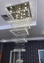 Ver imagem 2 de LUSTRE DE CRISTAL COM 1,5 M DE ALTURA,BASE INOX 70X70CM ,PARA PÉ DIREITO DUPLO,VÃO DE ESCADA