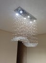 Ver imagem 2 de LUSTRE DE CRISTAL PARA SALA DE JANTAR, RETANGULAR BASE DE INOX 70X20CM COM 1 M DE ALTURA