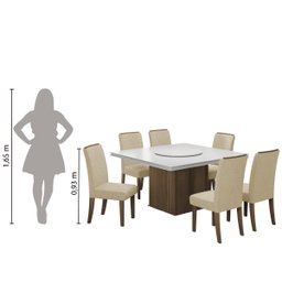 Conjunto De Mesa Sala de Jantar Com Tampo Giratório Amesterdã 1,36m 6 Cadeiras Grécia Cedro/Off/ - 6