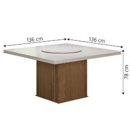 Conjunto De Mesa Sala de Jantar Com Tampo Giratório Amesterdã 1,36m 6 Cadeiras Grécia Cedro/Off/ - 3