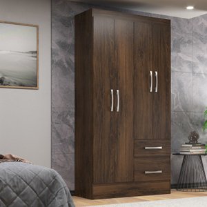 Guarda-Roupa Solteiro Europa 4 Portas 2 Gavetas Cor Cacau