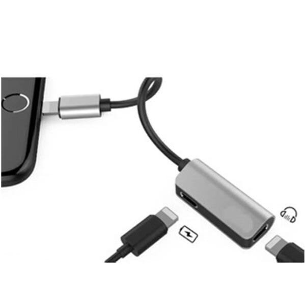 Adaptador iPhone 2x1 Lightning Carregador Audio E Microfone - 1