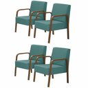 Ver imagem 1 de Kit 4 Poltronas Decorativas 1 Lugar Jade Braço Madeira DSalla Suede Turquesa