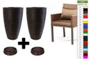Ver imagem 1 de Kit 2 Vaso Planta + Prato 65x40 Oval Moderno Polietileno BGPLASTICOS CINZA CIMENTO 004