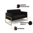 Ver imagem 6 de Sofá Namoradeira com Poltrona Base Industrial Alta Dourado Marisa Suede Preto D03 - D’Rossi