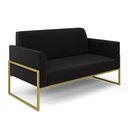 Ver imagem 3 de Sofá Namoradeira com Poltrona Base Industrial Alta Dourado Marisa Suede Preto D03 - D’Rossi
