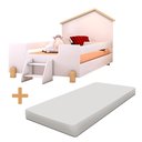 Ver imagem 2 de Cama Casinha Infantil Montessoriana Solteiro com Escadinha e Colchão Branco Ayla Divaloto
