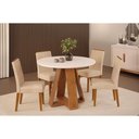Ver imagem 6 de Mesa de Sala Jantar Celeste C/ Tampo Madeirado Vidro Redondo 103x103cm Freijó/off White - Dj Mó